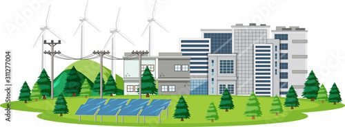 Scene with clean energy in the city
