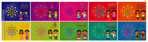 Public holiday poster design with happy kids