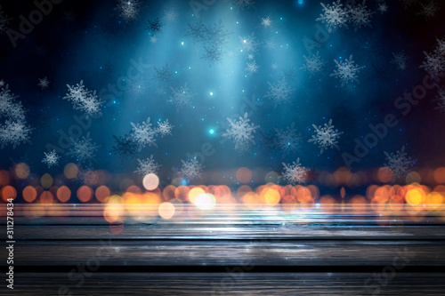 Dark winter background. Woo...