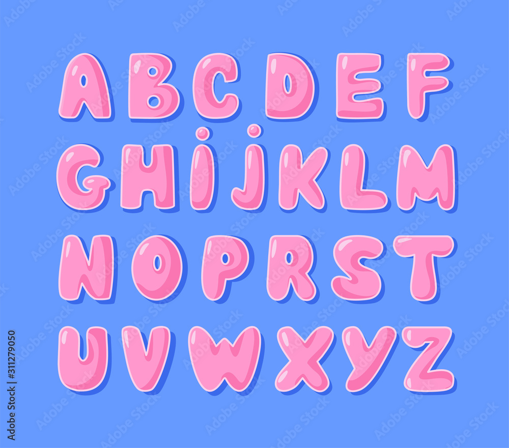 Funny Handwritten Alphabet in Bubble Gum Pink Font