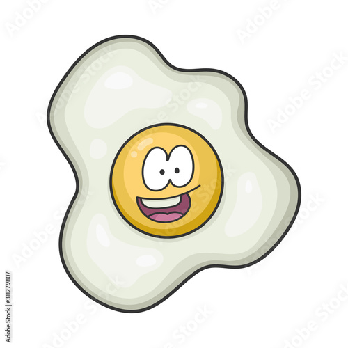 Happy smiling fried egg cartoon illustration