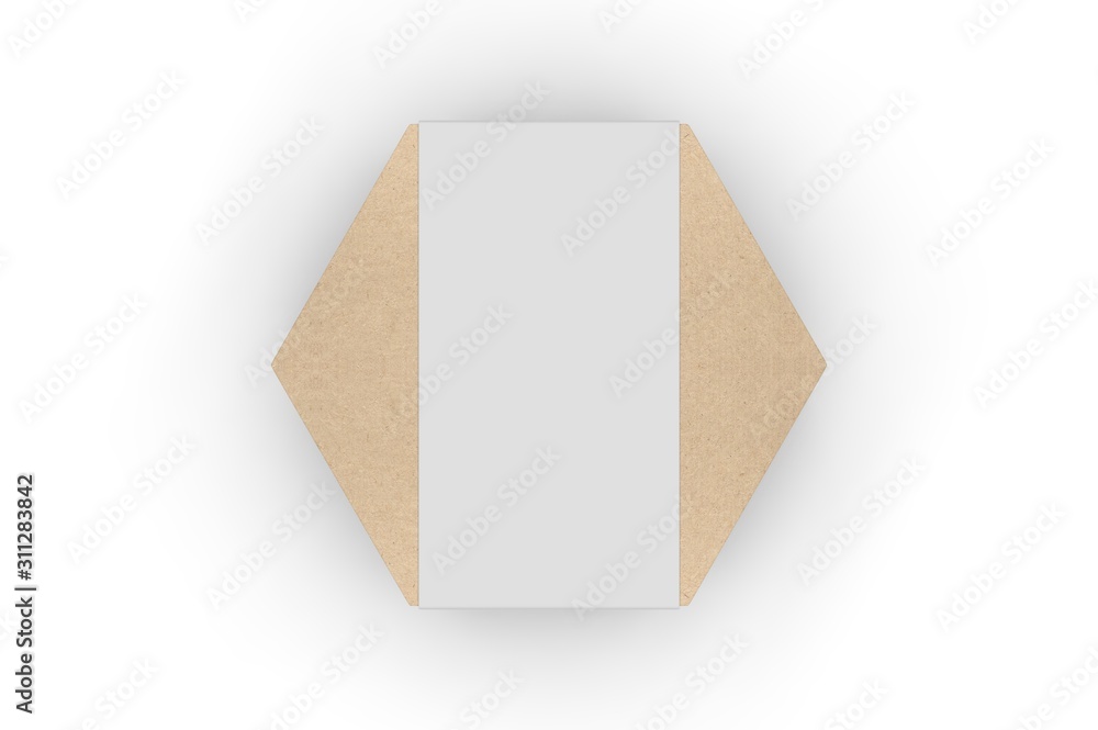 Blank hexagonal paper hard box for gift items and branding, 3d render illustration. Blank hexagonal paper hard box for gift items and branding, 3d render illustration.