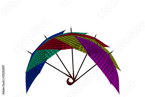 Many Colorful umbrella isolated on white background