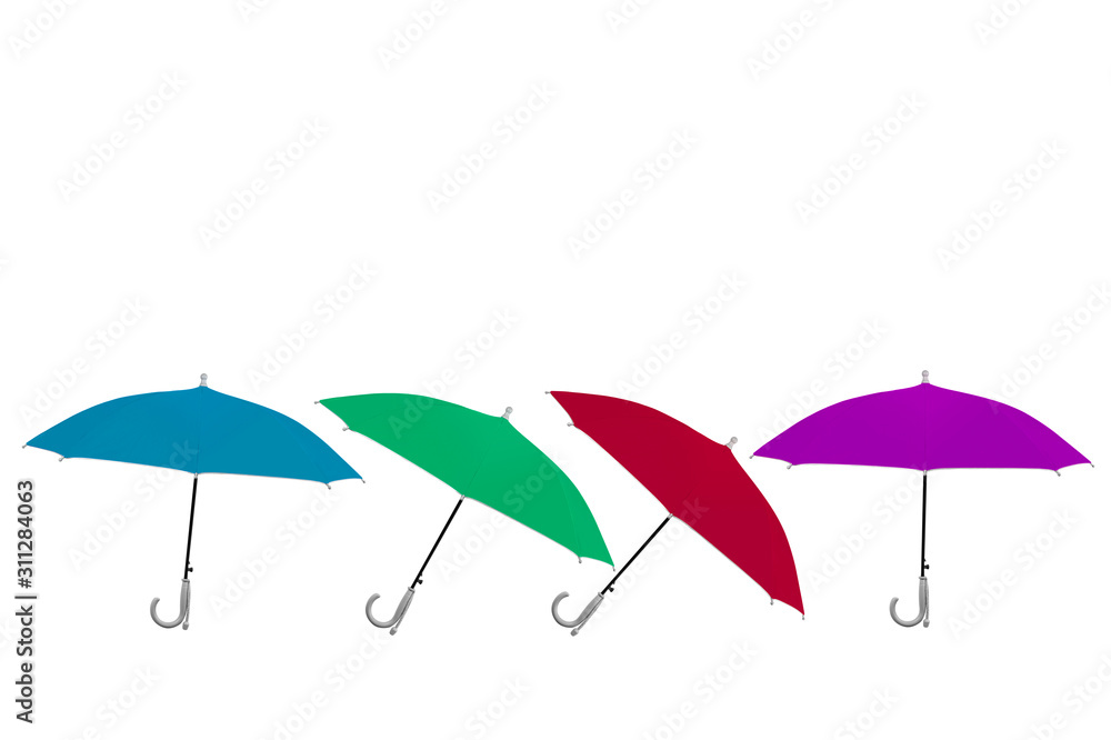 Obraz premium Beautiful colorful umbrellas isolated on white background