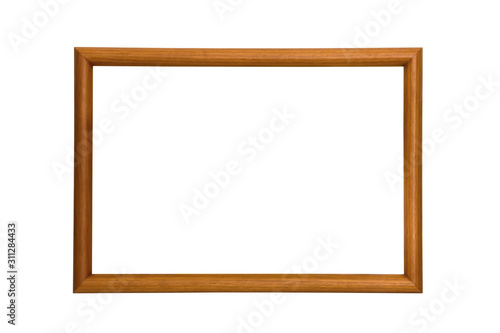Single Wooden picture frame isolated on white background