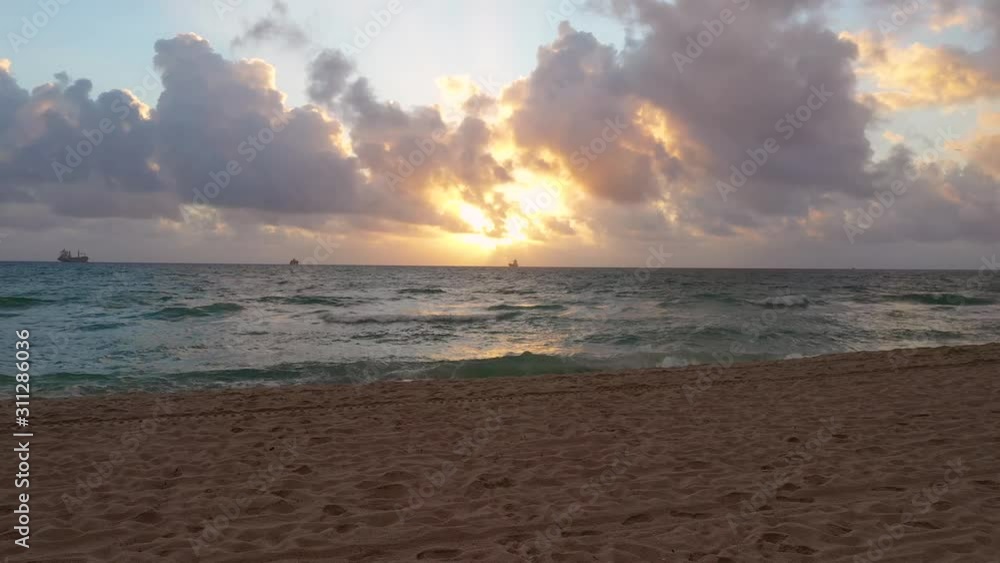 4K Fort Lauderdale Aerial Sunrise Boat Ship Oil Tanker on Horizon 4K Fort Lauderdale Aerial Sunrise Boat Ship Oil Tanker on Horizon