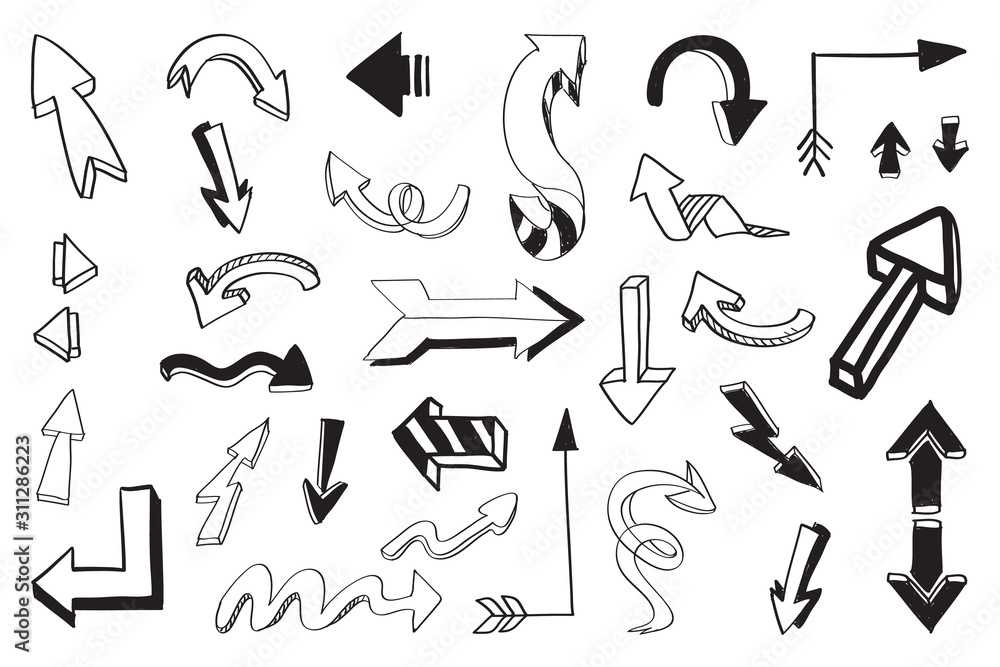 Hand Drawn Arrow Vector Icons Set 库存矢量图免版税1681192552  Shutterstock