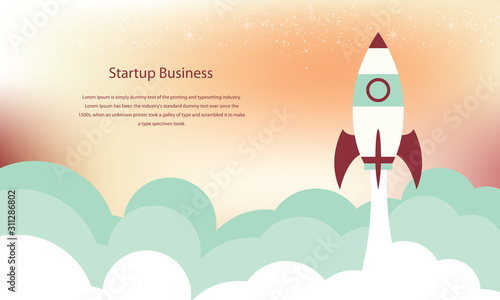 Business project startup, financial planning, idea, strategy, management, realization and success. Rocket launch