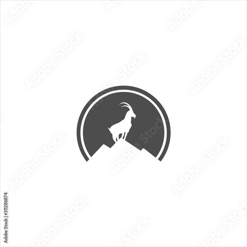 vector with a unique, simple and elegant, goat and mountain shape