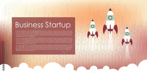 Business project startup, financial planning, idea, strategy, management, realization and success. Rocket launch