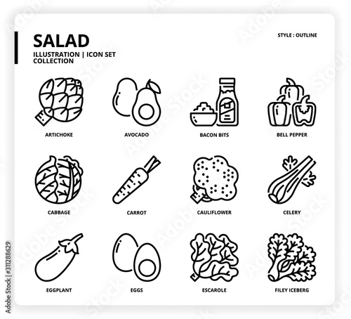 Salad icon set