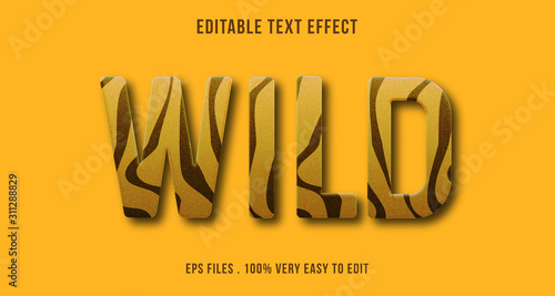 3D wild orange text effect, editable text