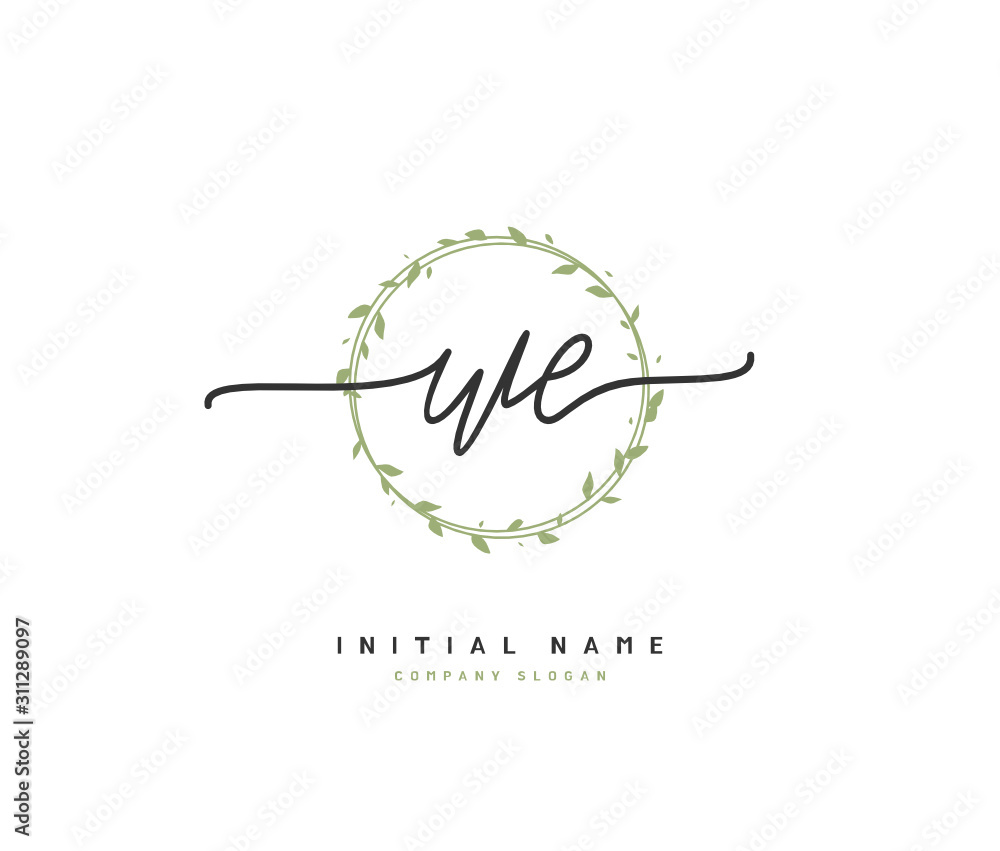 W E WE Beauty vector initial logo, handwriting logo of initial signature, wedding, fashion, jewerly, boutique, floral and botanical with creative template for any company or business. W E WE Beauty vector initial logo, handwriting logo of initial signature, wedding, fashion, jewerly, boutique, floral and botanical with creative template for any company or business.