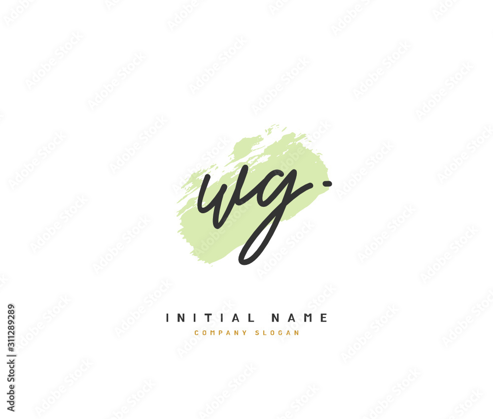 W G WG Beauty vector initial logo, handwriting logo of initial signature, wedding, fashion, jewerly, boutique, floral and botanical with creative template for any company or business.