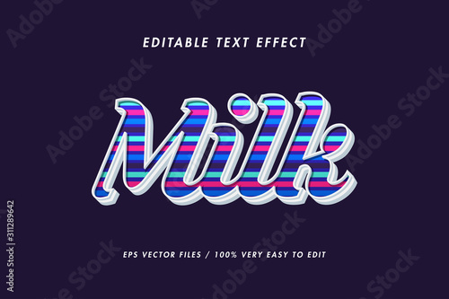 Milk modern text effect, editable text