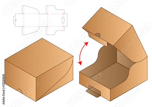 Box packaging die cut template design. 3d mock-up