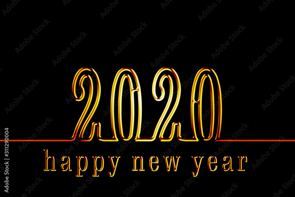 Illustration of gold 2020. Happy new year character. 3d. 金色の2020のイラスト 新年おめでとうの文字 3d Illustration of gold 2020. Happy new year character. 3d. 金色の2020のイラスト 新年おめでとうの文字 3d