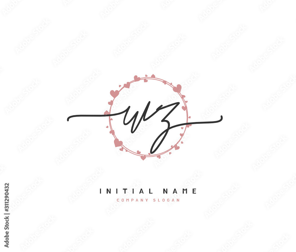 W Z WZ Beauty vector initial logo, handwriting logo of initial signature, wedding, fashion, jewerly, boutique, floral and botanical with creative template for any company or business. W Z WZ Beauty vector initial logo, handwriting logo of initial signature, wedding, fashion, jewerly, boutique, floral and botanical with creative template for any company or business.