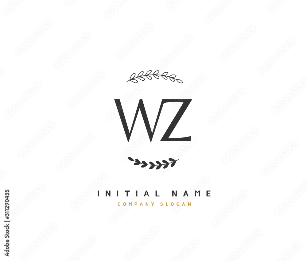 W Z WZ Beauty vector initial logo, handwriting logo of initial signature, wedding, fashion, jewerly, boutique, floral and botanical with creative template for any company or business. W Z WZ Beauty vector initial logo, handwriting logo of initial signature, wedding, fashion, jewerly, boutique, floral and botanical with creative template for any company or business.
