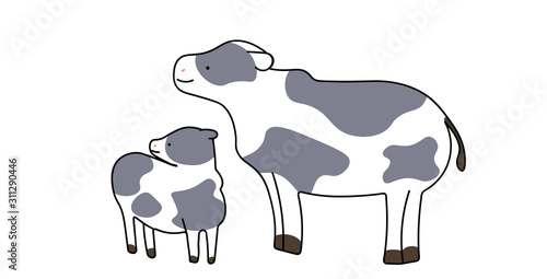 親子の牛のイラスト
