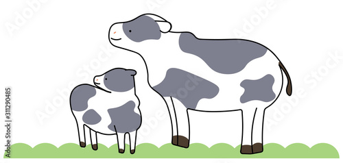 親子の牛のイラスト