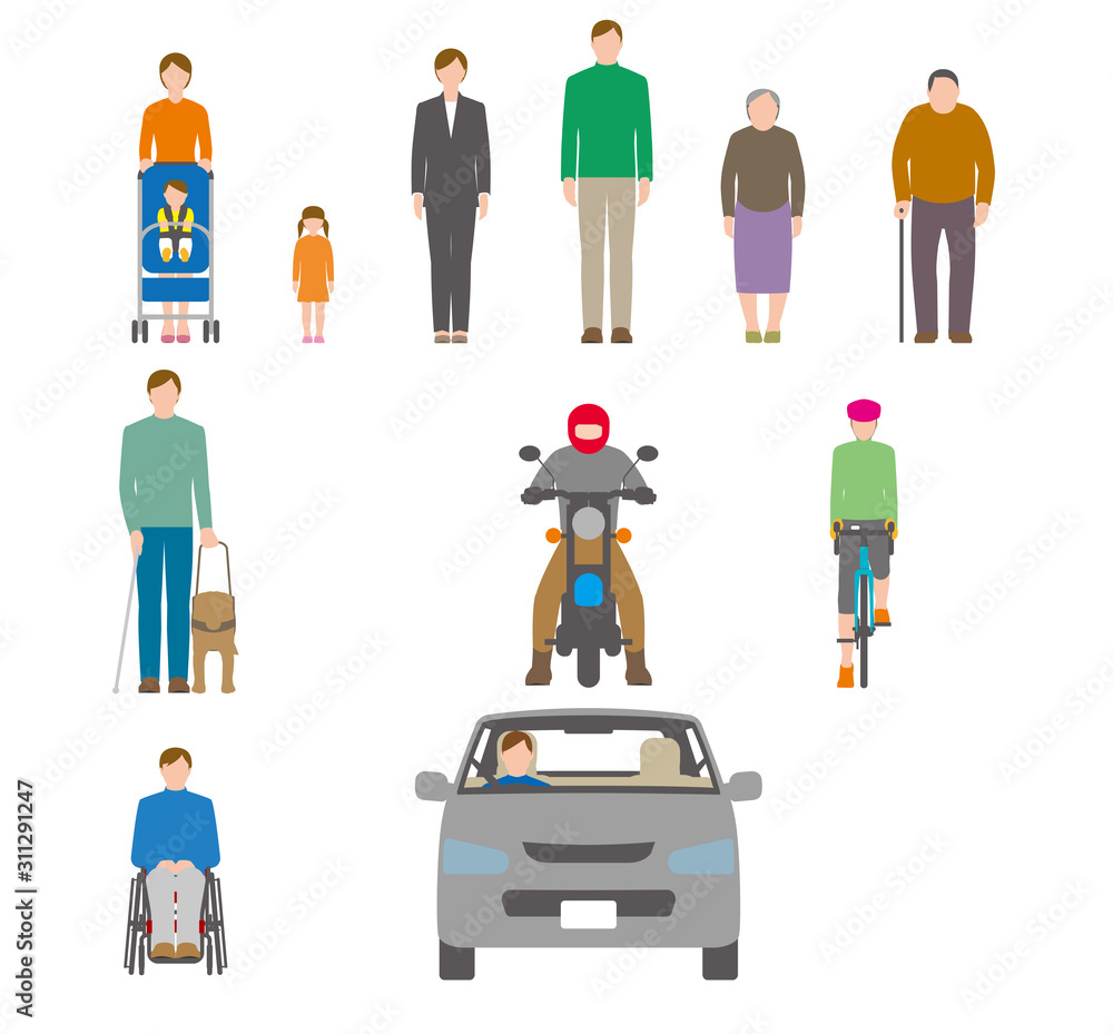 人 自転車 自動車を正面から見たイラスト Stock Vector Adobe Stock