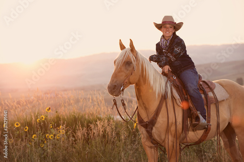Cowgirl On Palomino