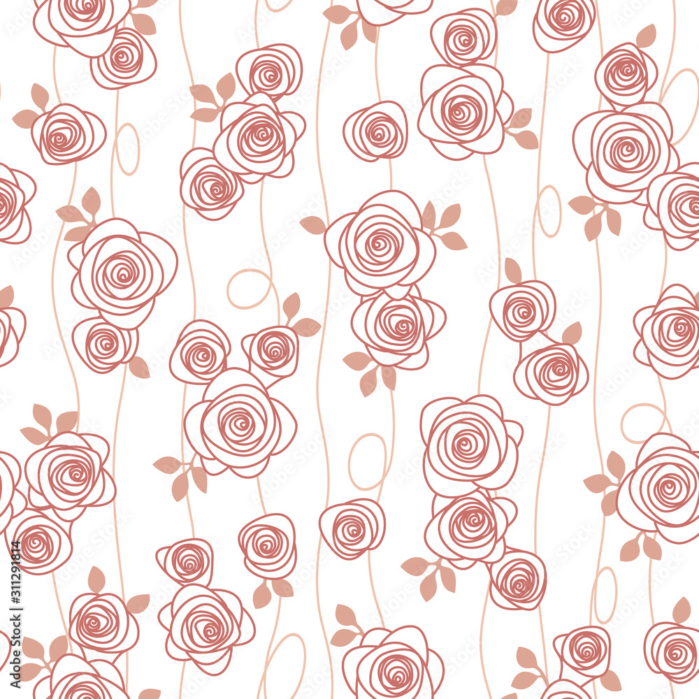 Seamless pattern material of an abstract rose