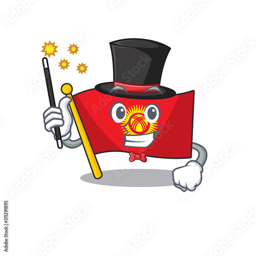 Mascot of flag kyrgyzstanScroll performance as a Magician style