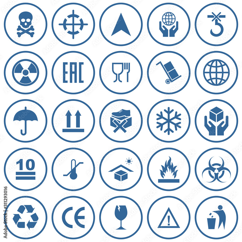 packaging product icon set vector symbol