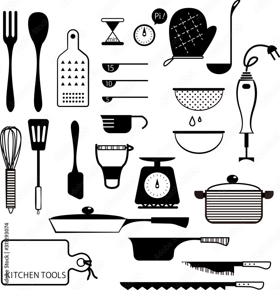 料理道具 アイコン風イラストセット Stock Vector Adobe Stock