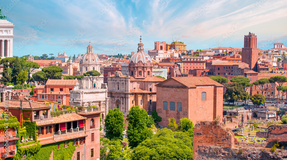 Panoramic view of ancient Old town rome - Rome, Italy