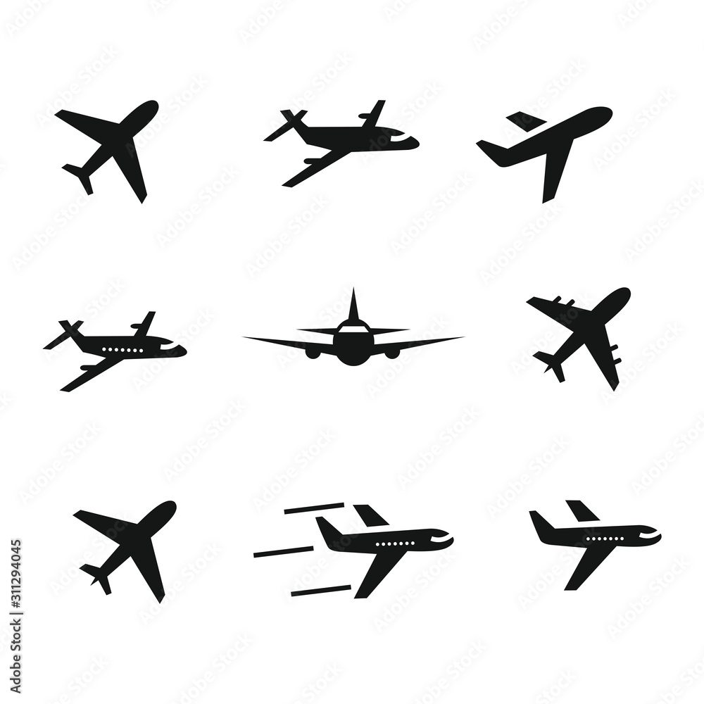 Fototapeta samolotowy ikona set, symbolu wektoru ilustracja