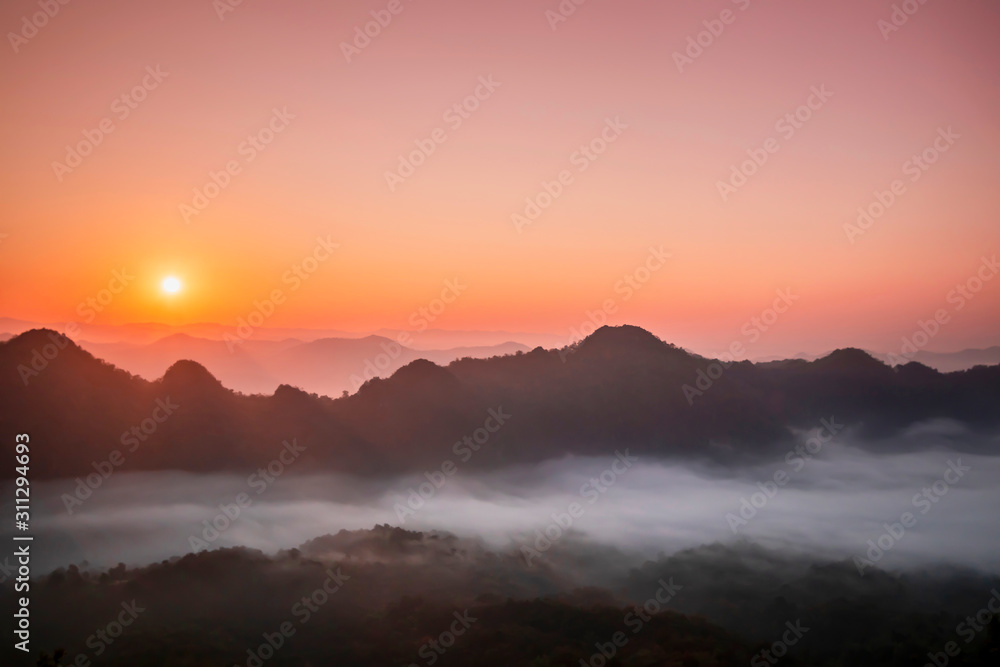  beautiful Morning mist and the sunrise