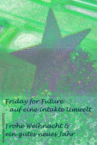 Stern als Grußkarte zu Umweltschutz und Weihnachten - grün