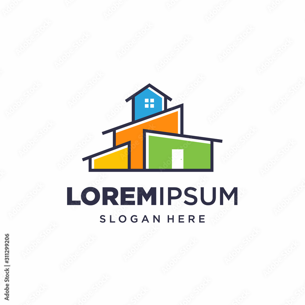 real estate, building, house, property, home, houses, flats, construction, architecture logo