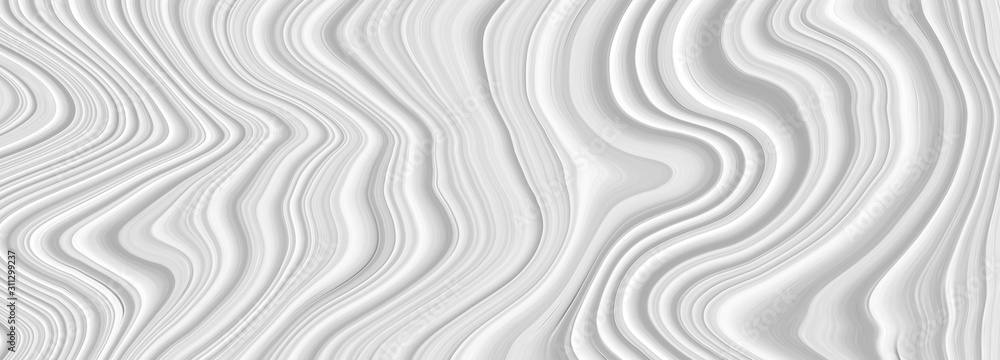 White 3 d background with wave illustration, beautiful bending pattern for web screensaver. Light gray texture with smooth lines for a wedding card. - obrazy, fototapety, plakaty 