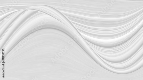 White 3 d background with wave illustration, beautiful bending pattern for web screensaver. Light gray texture with smooth lines for a wedding card. © Nadzeya Pakhomava