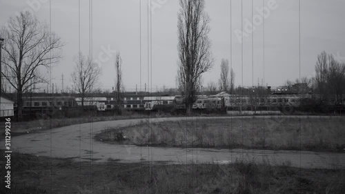 BW Shot of Abandoned Old Rusty Train Wagons on Railwa 4k