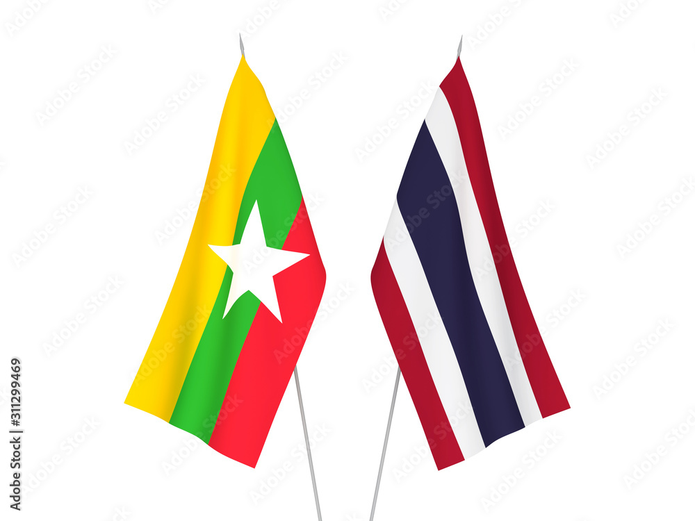 Thailand and Myanmar flags
