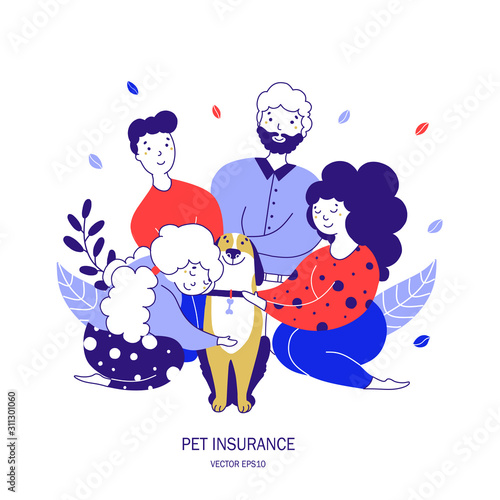 Pet life insurance hand drawn flat vector illustration