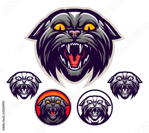 Wild angry cat emblem