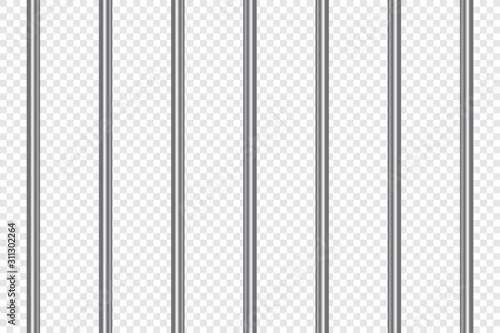 Prison bars realistic. Jail lattice or bars style on isolated background. Vector illustration.
