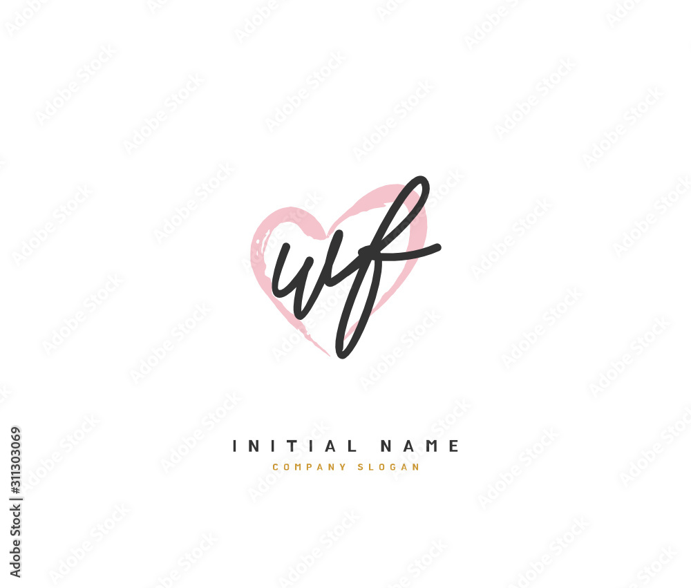 W F WF Beauty vector initial logo, handwriting logo of initial signature, wedding, fashion, jewerly, boutique, floral and botanical with creative template for any company or business.
