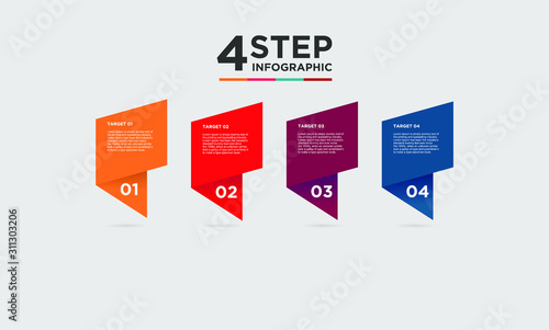 4 step infographic element. Business concept with 4 options and number, steps or processes. data visualization. Vector illustration.