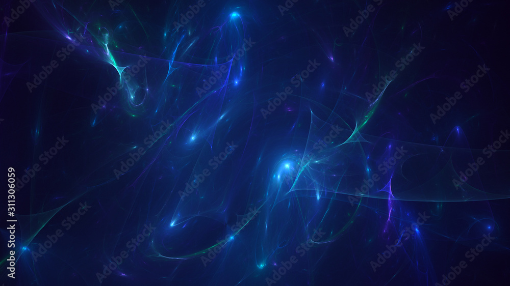 3D rendering abstract blue fractal light background