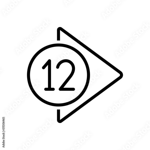 Black line icon for number 