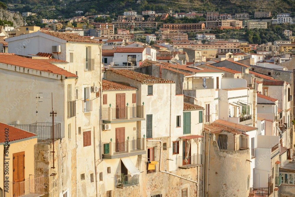 View of the houses of Cefalu