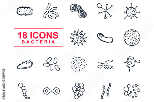 Bacteria Set icon template color editable. Bacteria pack symbol vector sign isolated on white background illustration for graphic and web design.