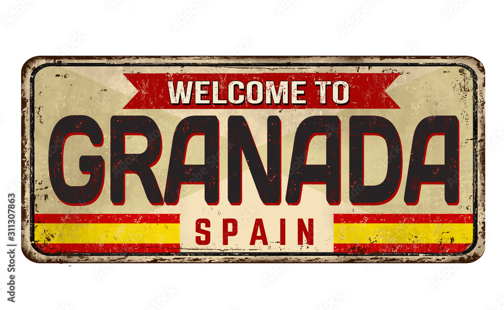 Fototapeta premium Welcome to Granada vintage rusty metal sign